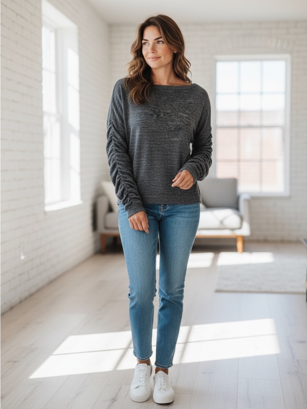 Marled Knit Lightweight Sweater NWT | Soft Heathered Pullover | Size Large